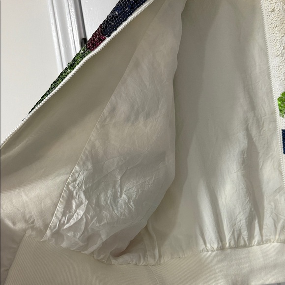 I.B.DIFFUSION 90s vintage abstract sequin bomber jacket 100% silk size 1X - Picture 6 of 11